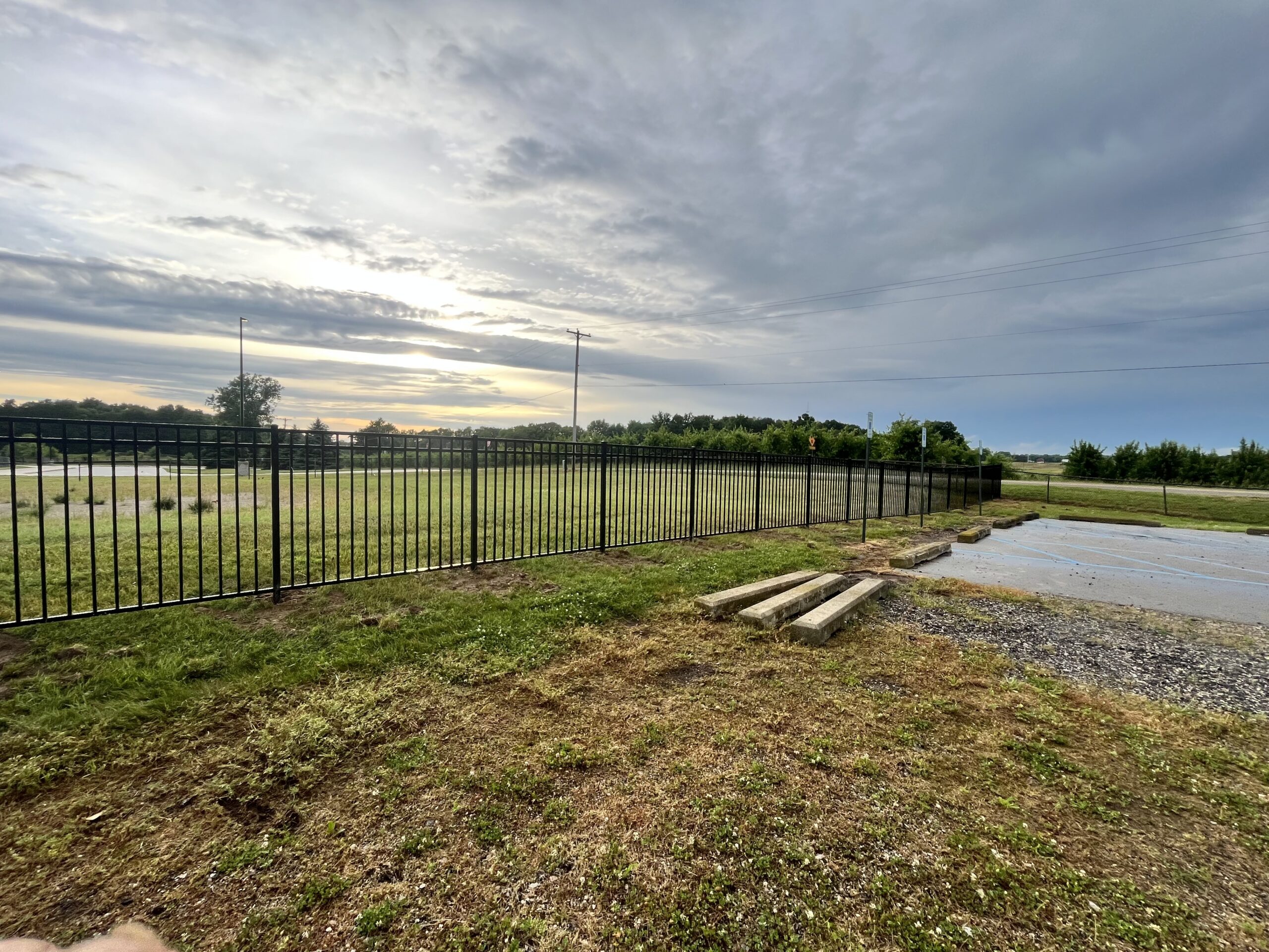 Aluminum fence installed along a commercial property in West Michigan