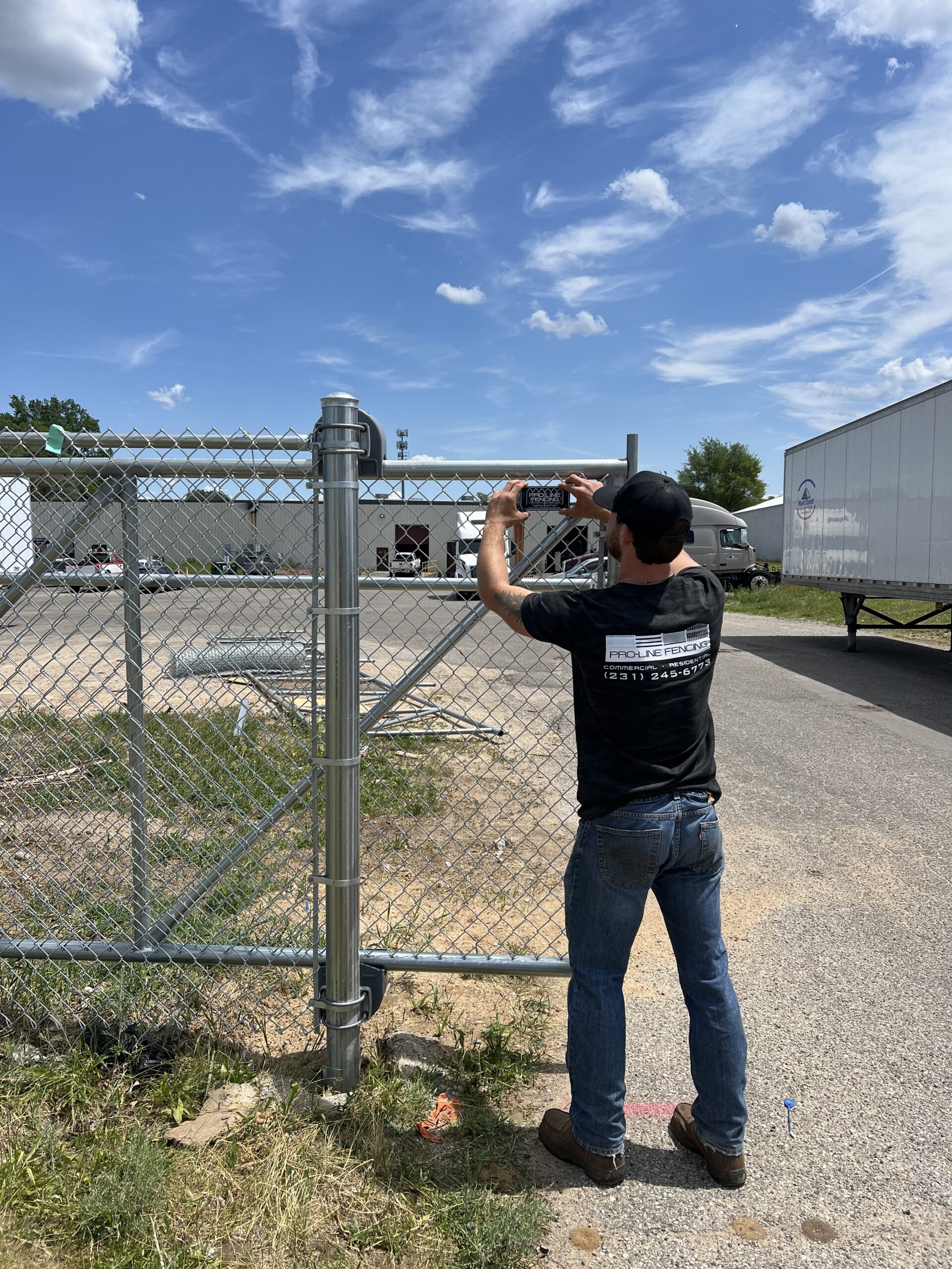 Commercial chain link fence gate in West Michigan